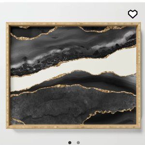 Black and Gold Agate Serving Tray